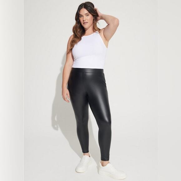 Torrid Full Length Signature Waist Pu Faux Leather Black Legging - Picture 1 of 5